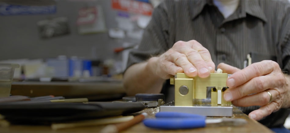 Dan Ross making a reed