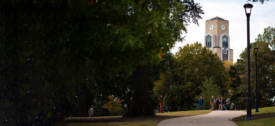 Students walking on campus