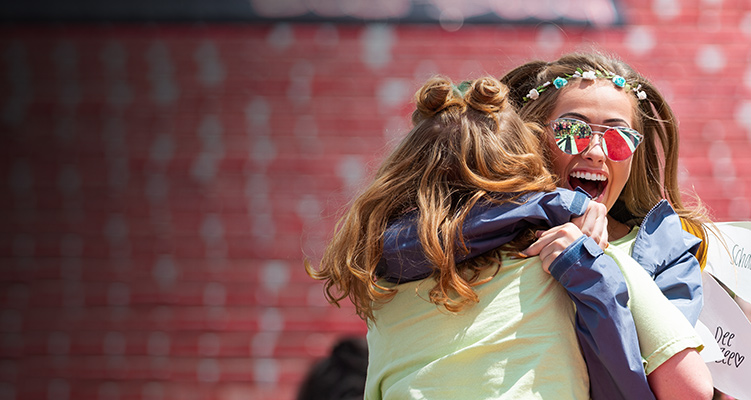 Sorority members celebrating at bid day