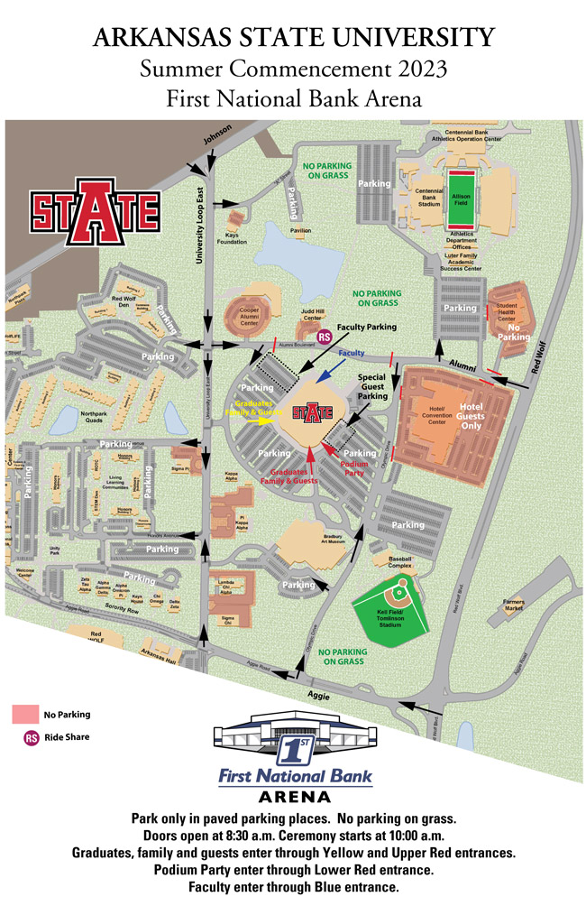 A-State Parking Plan for Summer 2023 Commencement