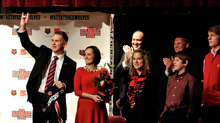 Coach Blake Anderson and his family at the press conference