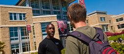 Students talking in front of Union